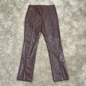 Beautiful brown leather straight leg pants